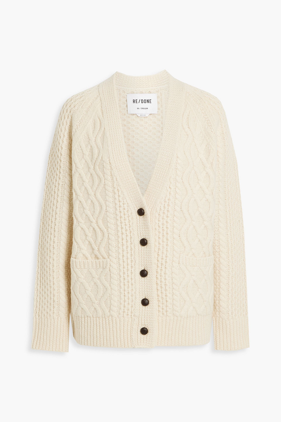 re/done - 90s oversized cable-knit wool cardigan - white - s