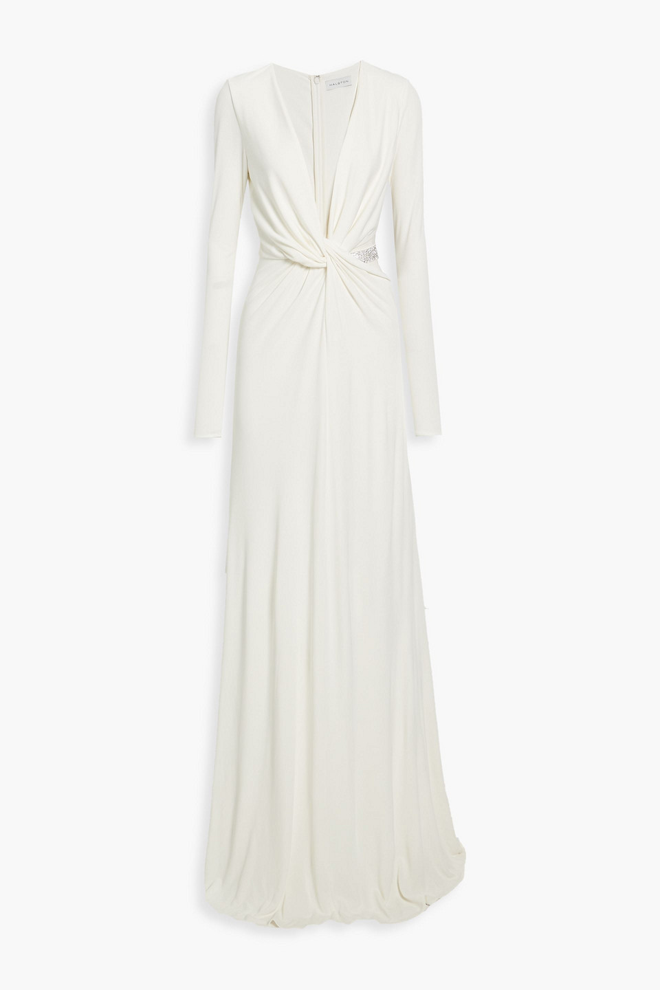 Halston Sofia twist-front crystal-embellished jersey gown