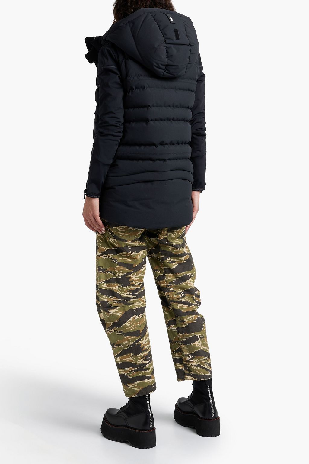 TEMPLA Convertible quilted shell and jersey hooded down ski jacket