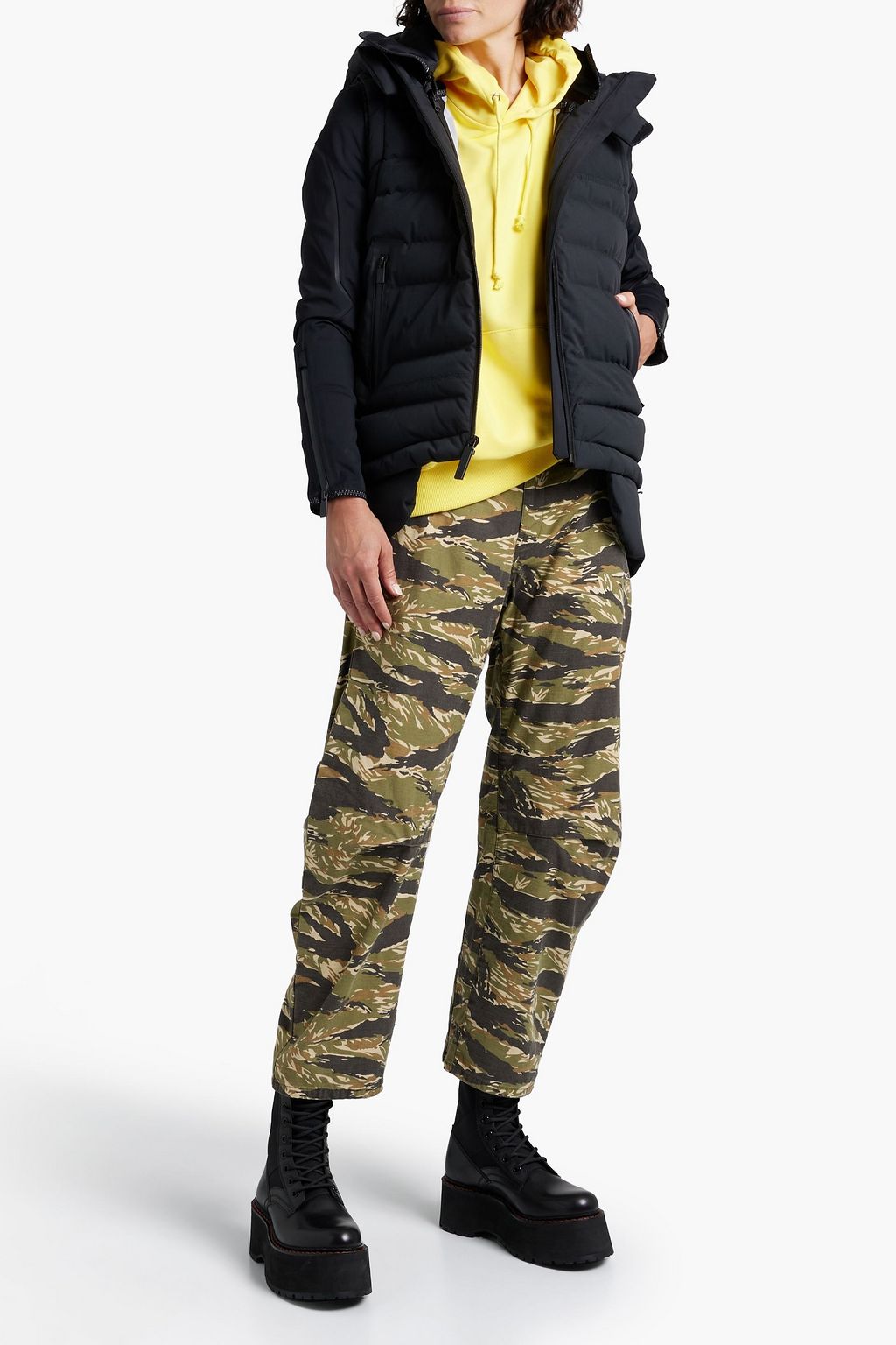 TEMPLA Convertible quilted shell and jersey hooded down ski jacket