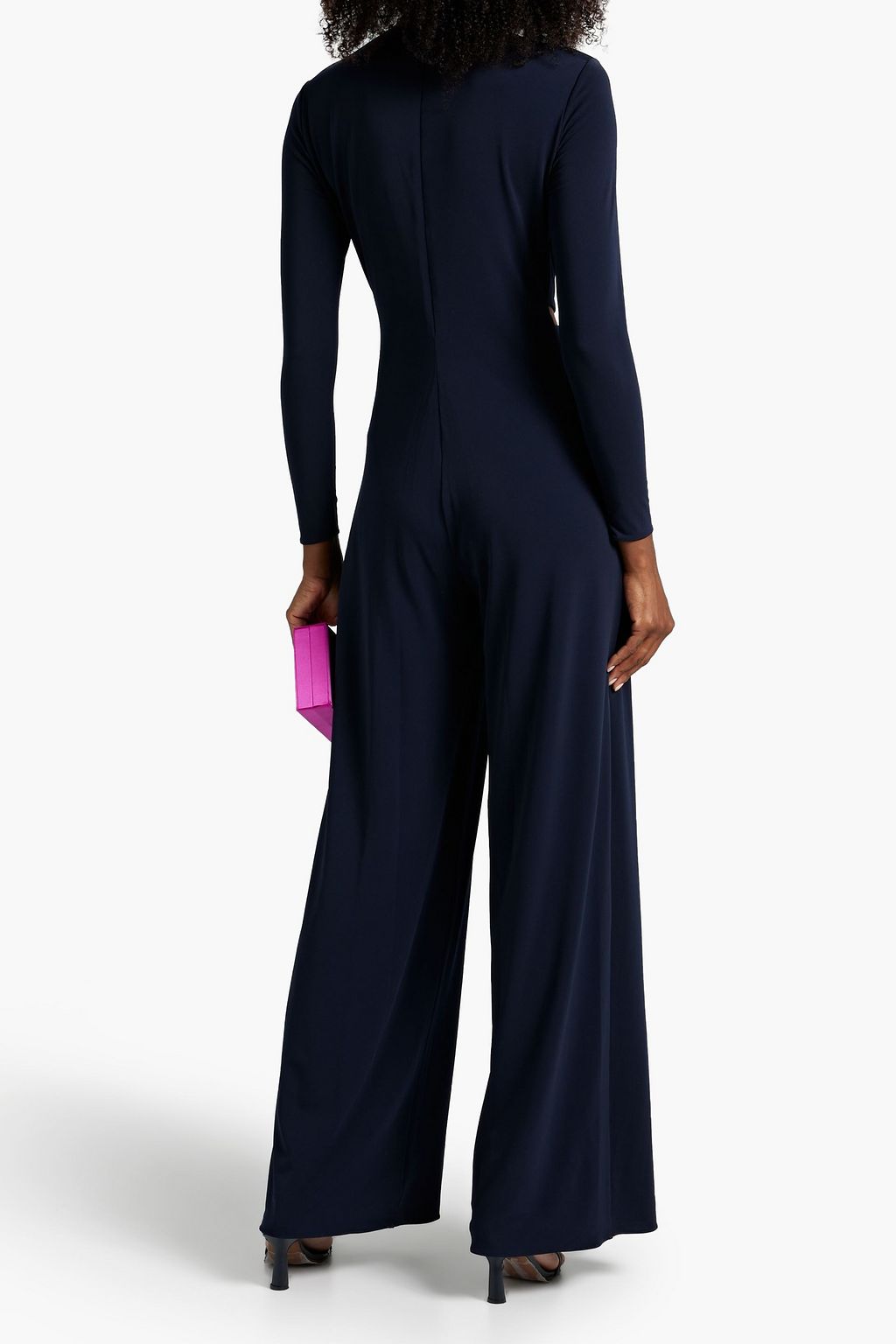 HALSTON Kathryn twist-front cutout jersey wide-leg jumpsuit