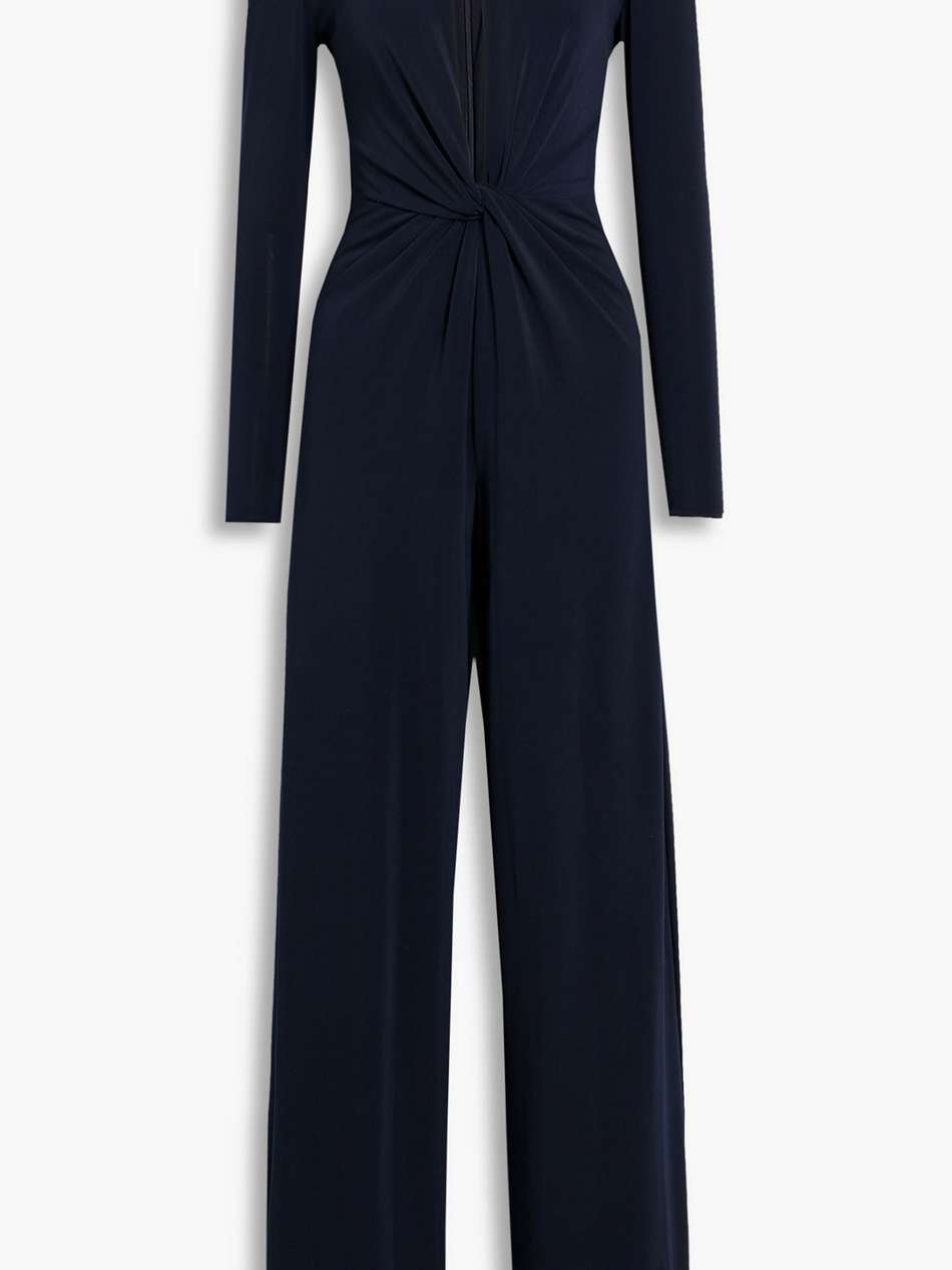 kathryn twist-front cutout jersey wide-leg jumpsuit
