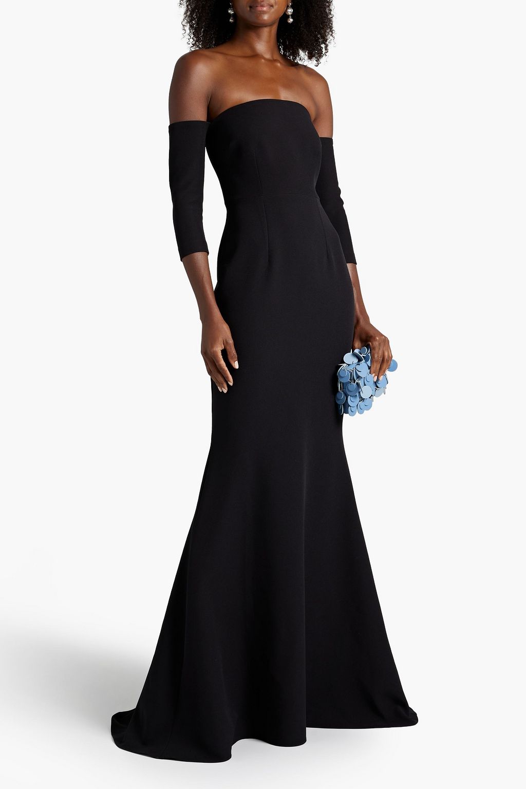 SAFIYAA Celiana off-the-shoulder stretch-crepe gown