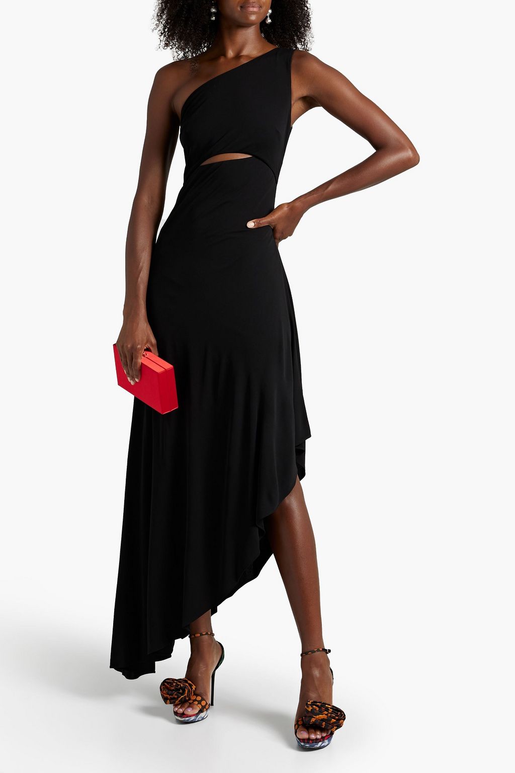 HALSTON Clara one-shoulder cutout jersey dress