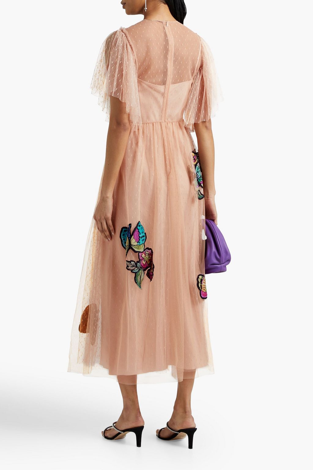 REDVALENTINO فستان متوسط الطول من قماش بوان ديسبري مزين بزخارف