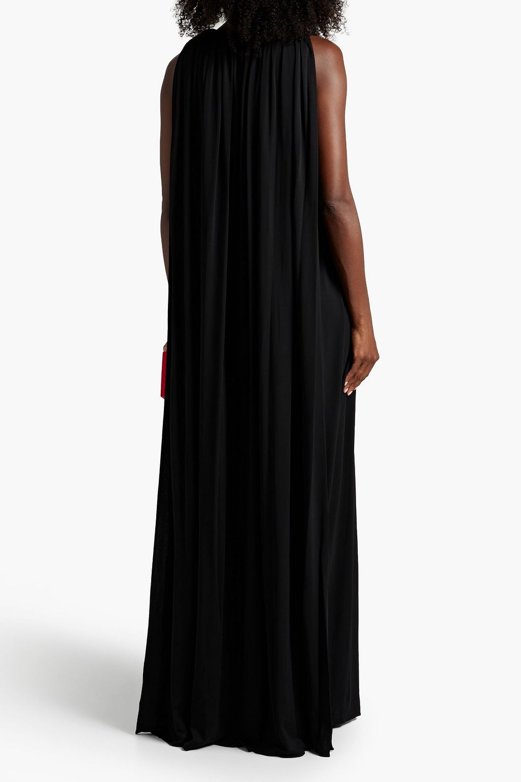 HALSTON Ashley 케이프 이펙트 개더 디테일 저지 가운