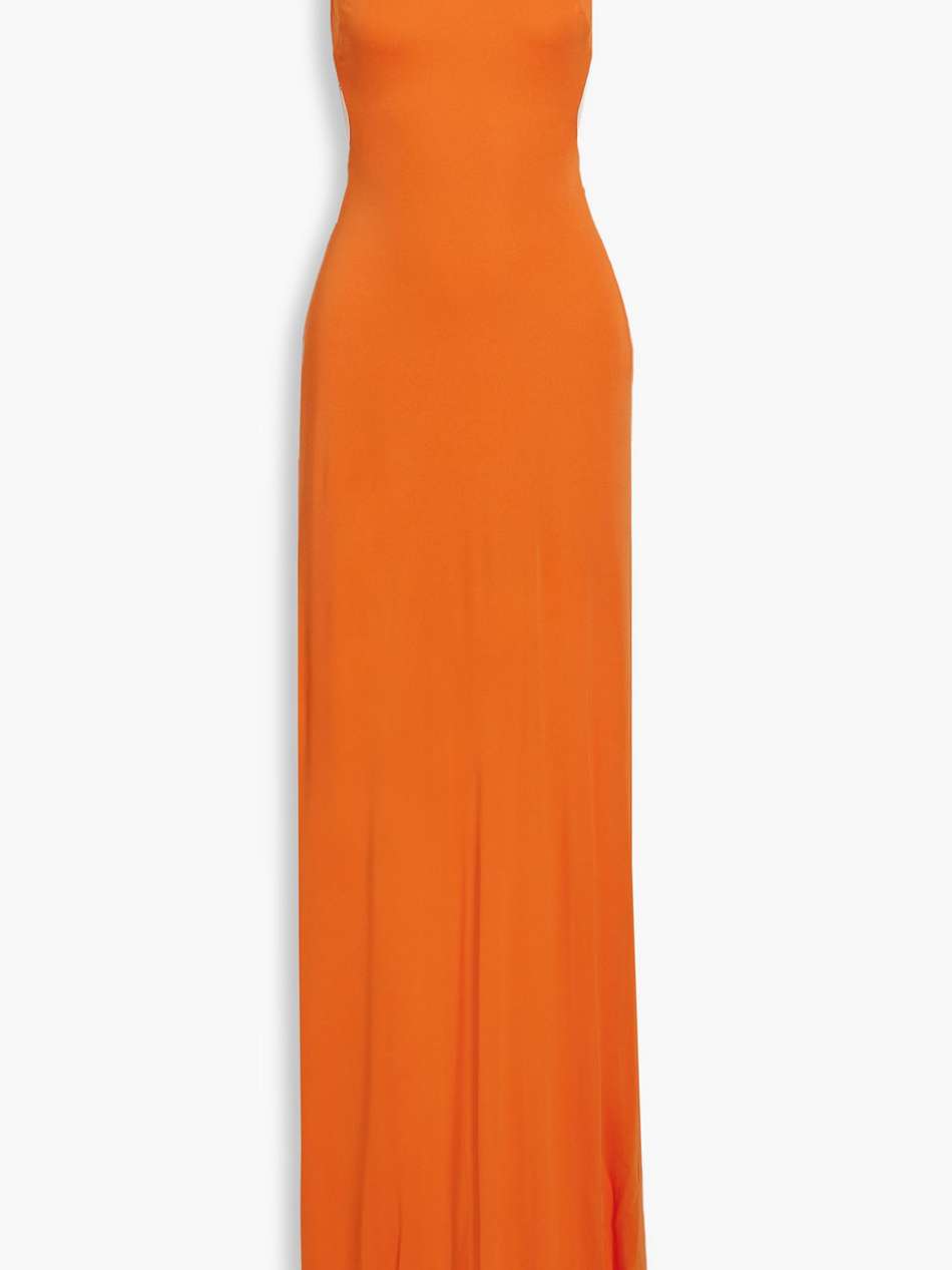 briar open-back jersey halterneck gown
