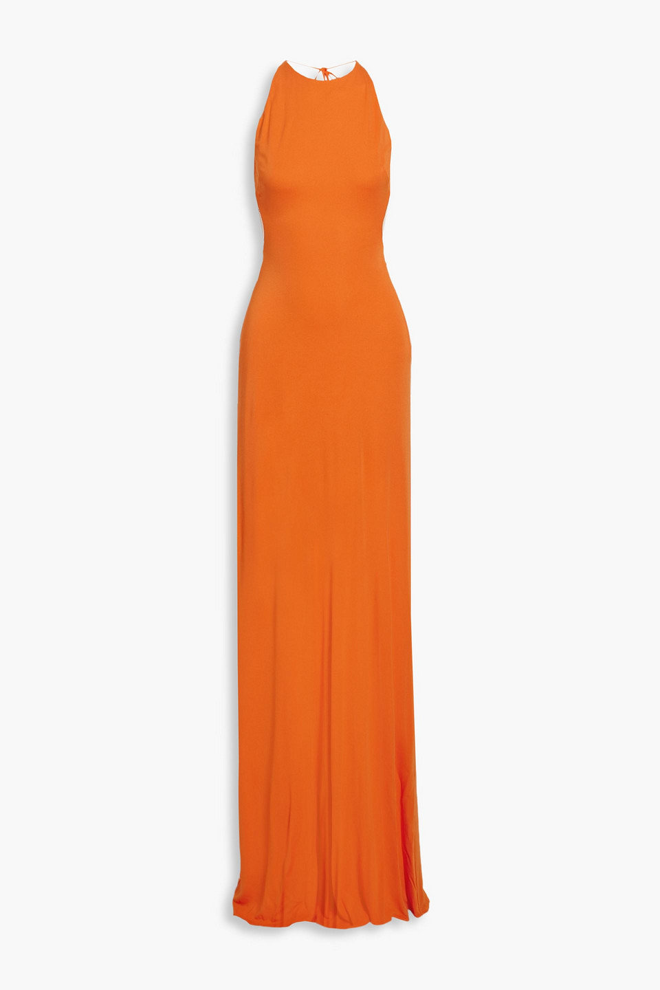 Shop Halston Briar Open-back Jersey Halterneck Gown In Orange