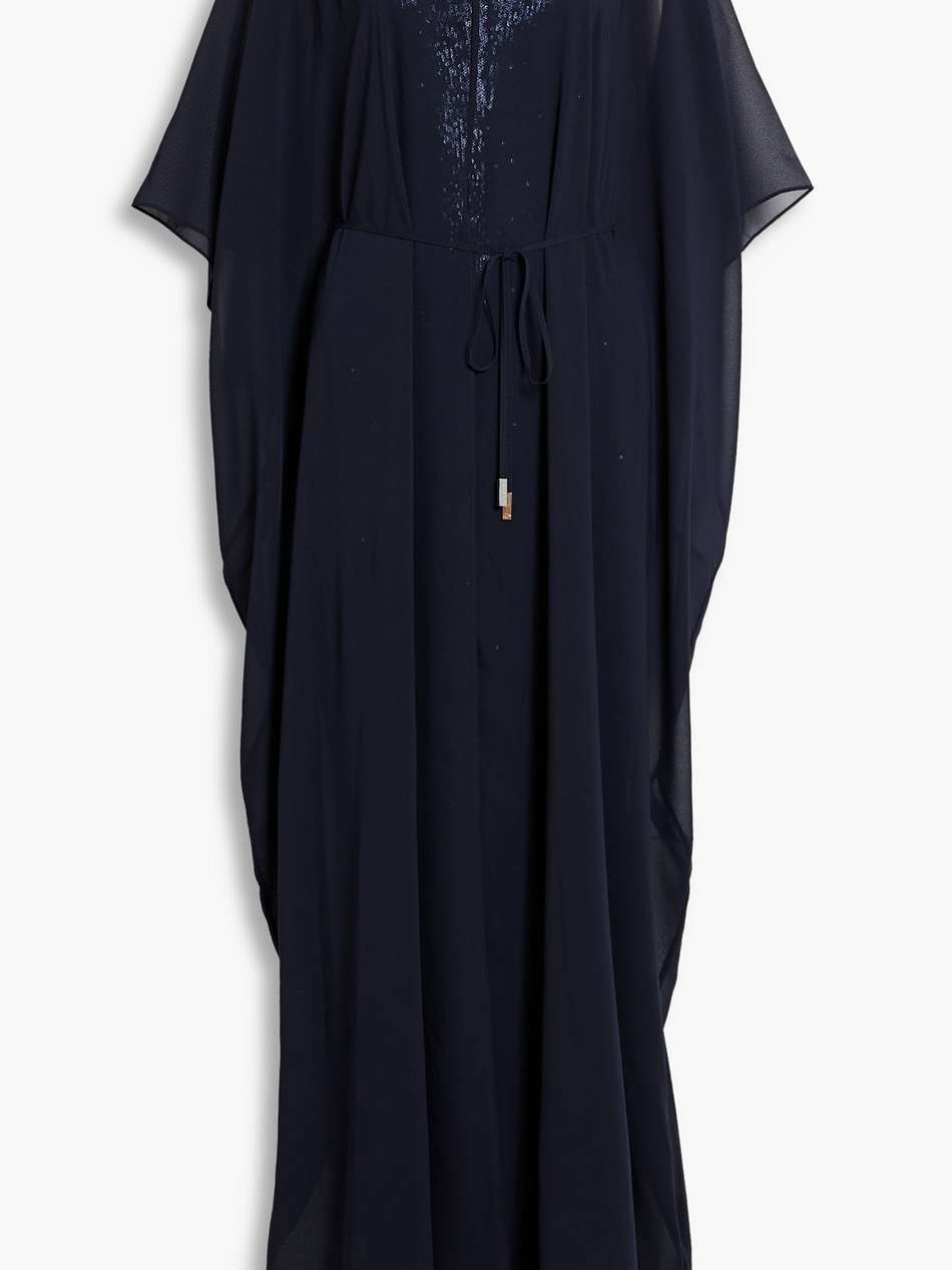 aj layered chiffon and sequined mesh jumpsuit