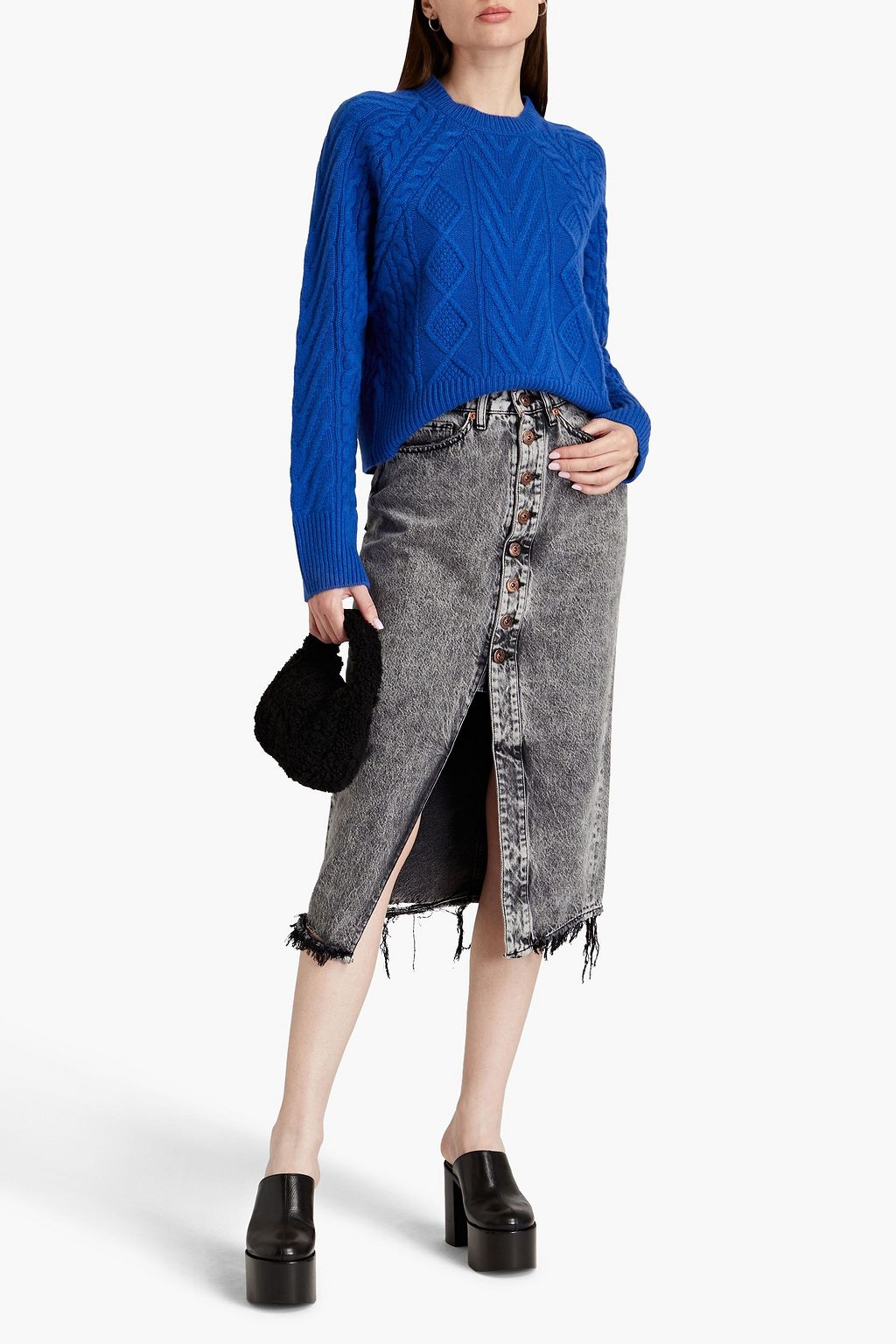 Blue Pierce cable-knit cashmere sweater 