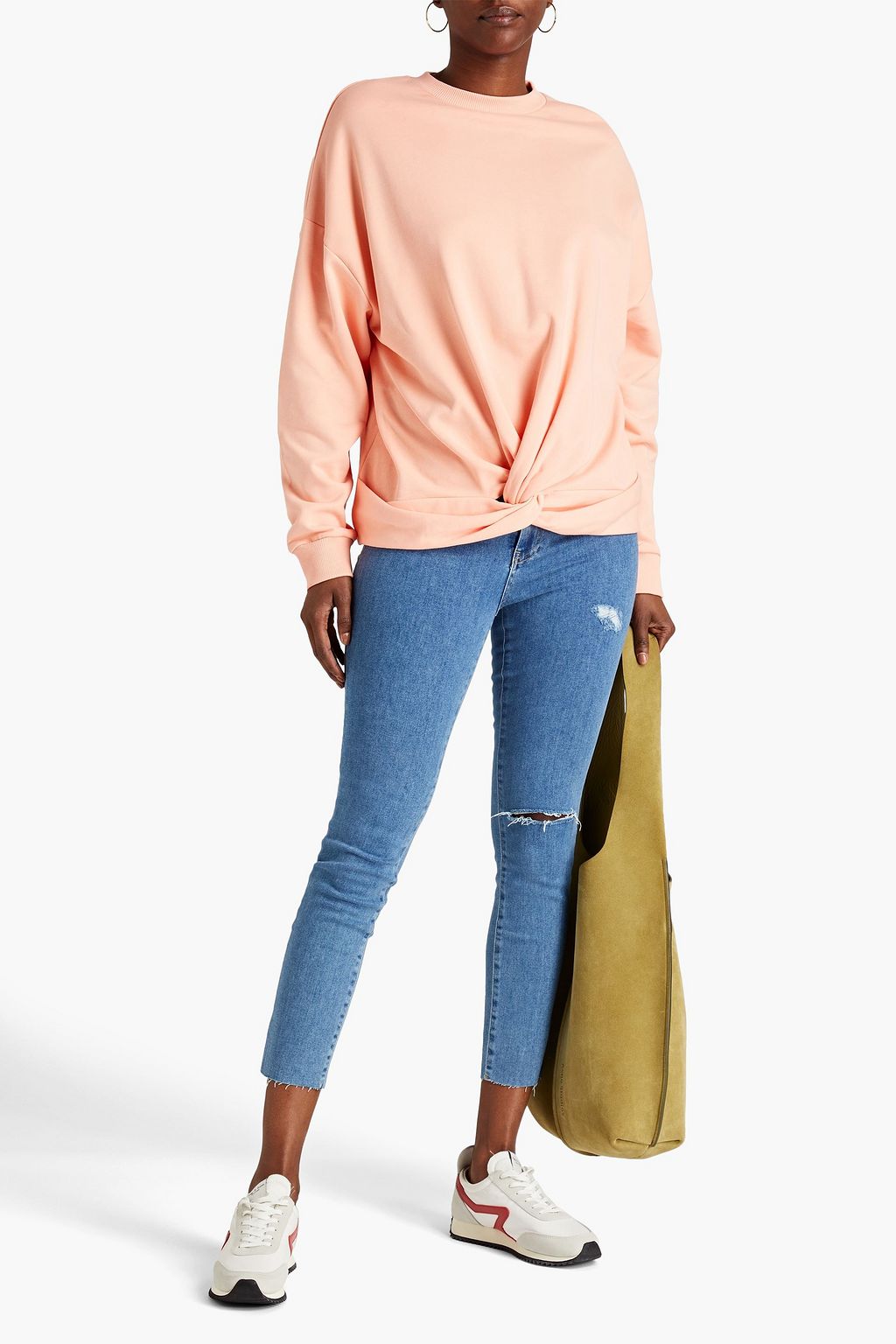 7 FOR ALL MANKIND سويتشيرت من قماش تيري القطني الفرنسي بتصميم متشابك