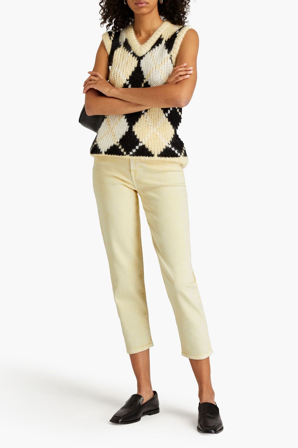 7 FOR ALL MANKIND ハイライズ ストレートレッグジーンズ クロップド