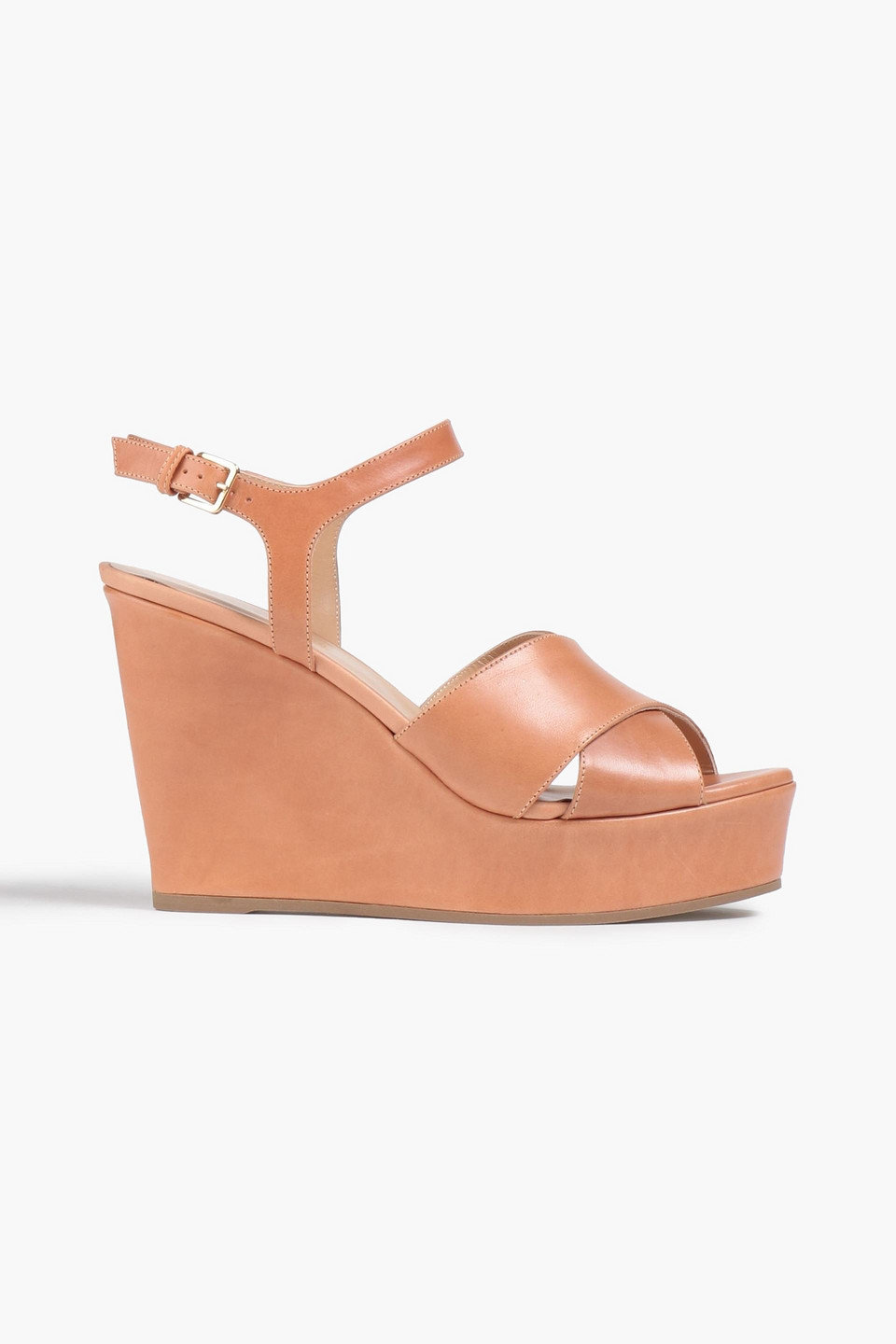 Sergio Rossi Leather Platform Wedge Sandals In Neutrals