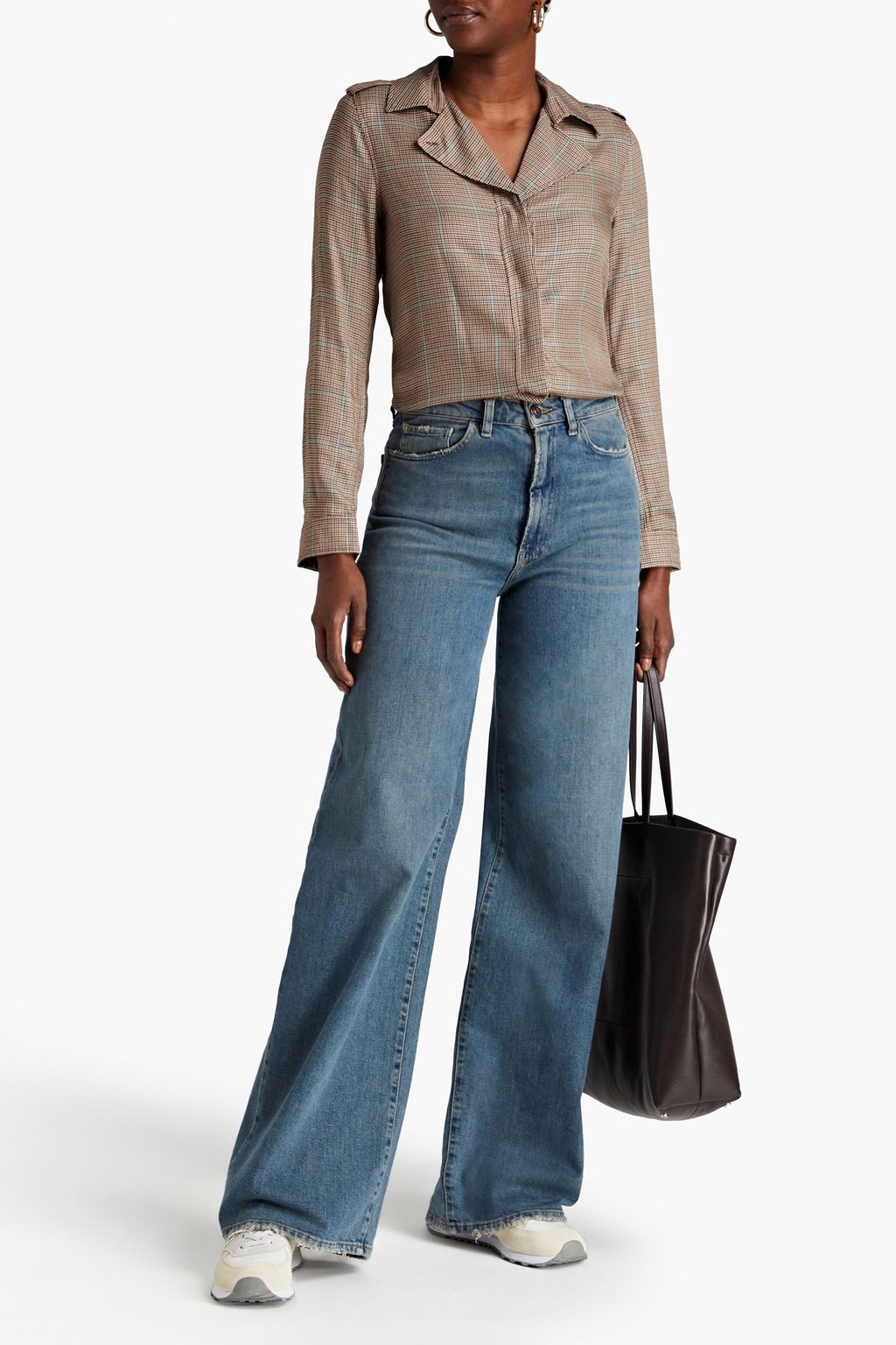 RAG & BONE Bluse aus Webstoff mit Hahnentrittmuster