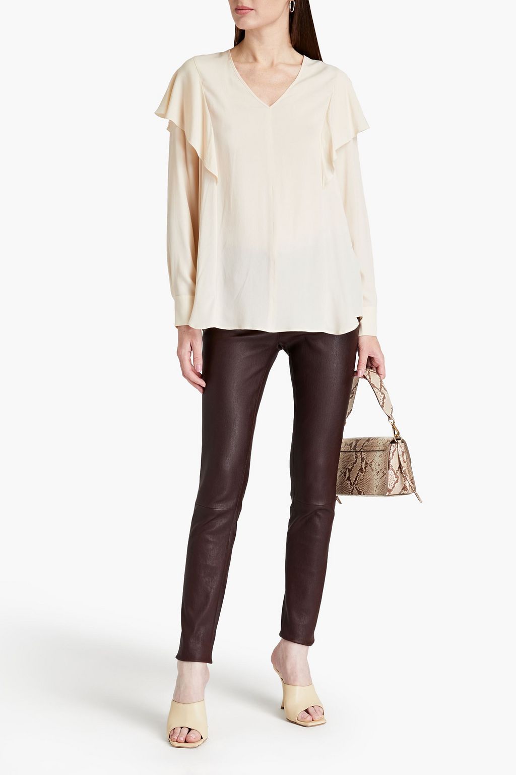 7 FOR ALL MANKIND Ruffled crepe de chine top