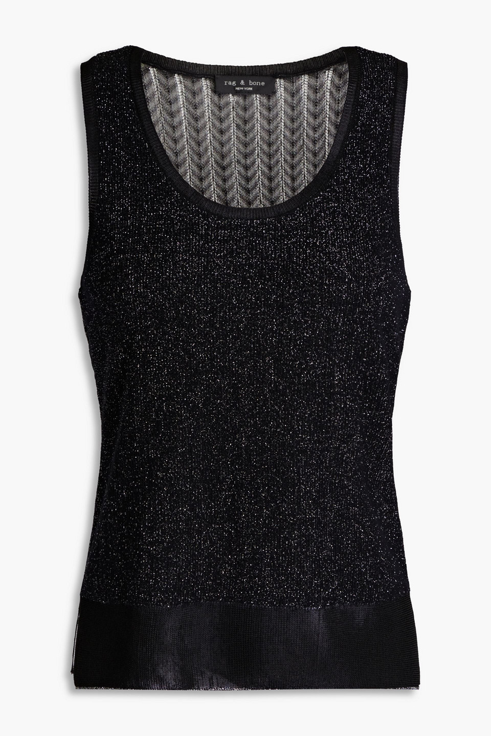 rag & bone - rower metallic crochet-knit tank - black - xs
