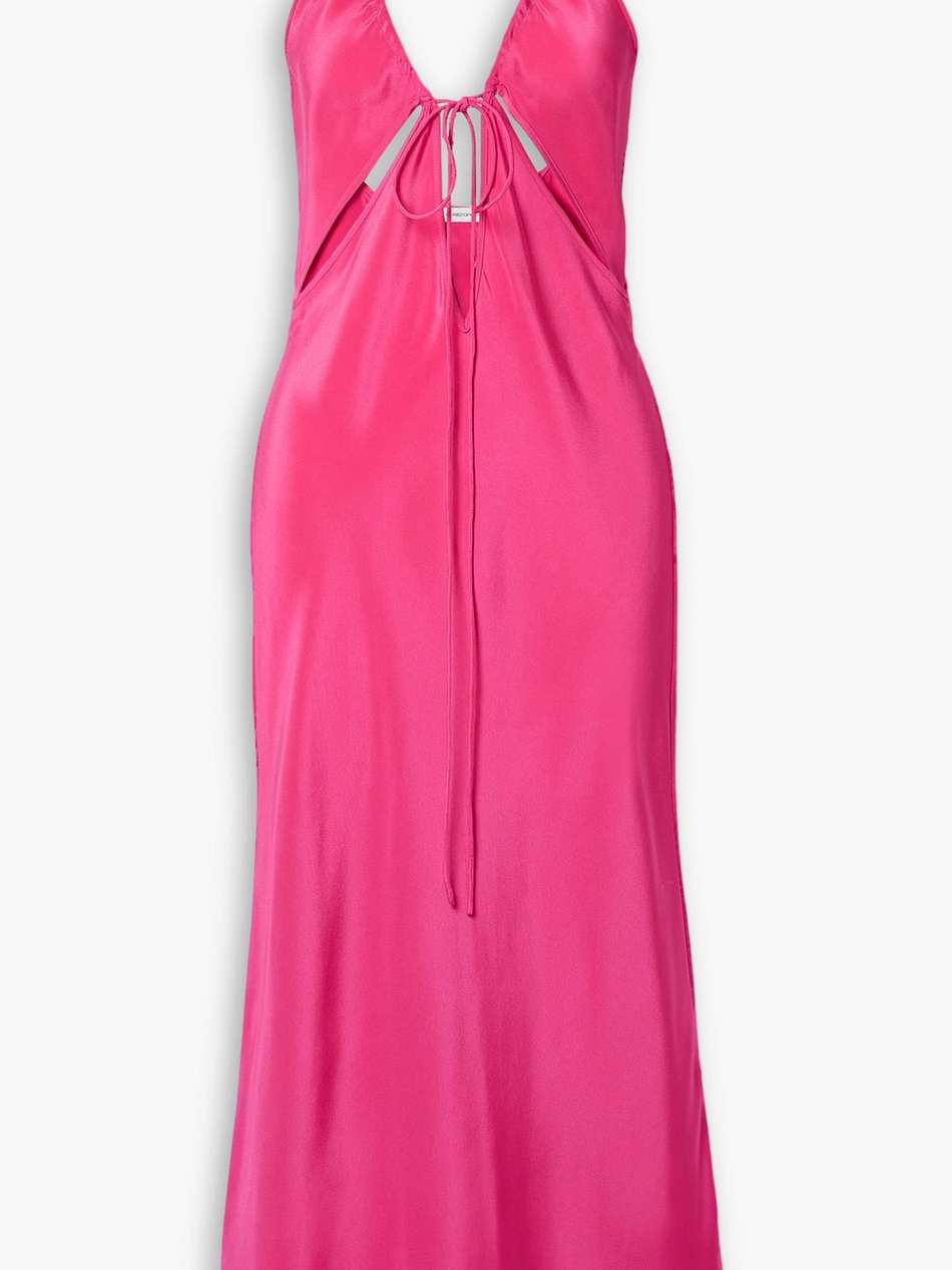 triquetra cutout silk-satin midi dress