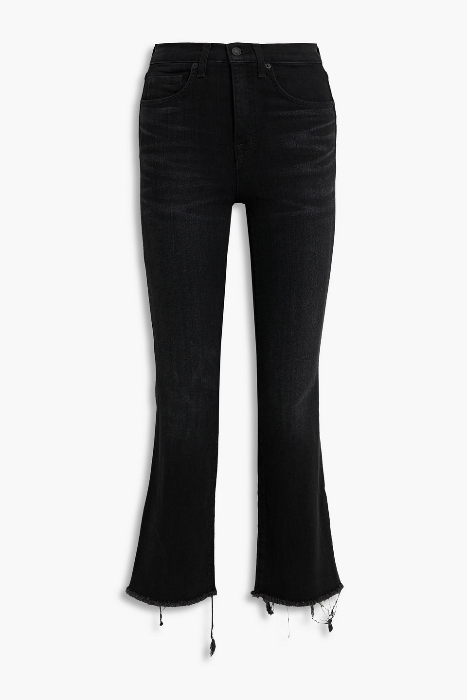 nili lotan - vianca frayed high-rise bootcut jeans - black - 24