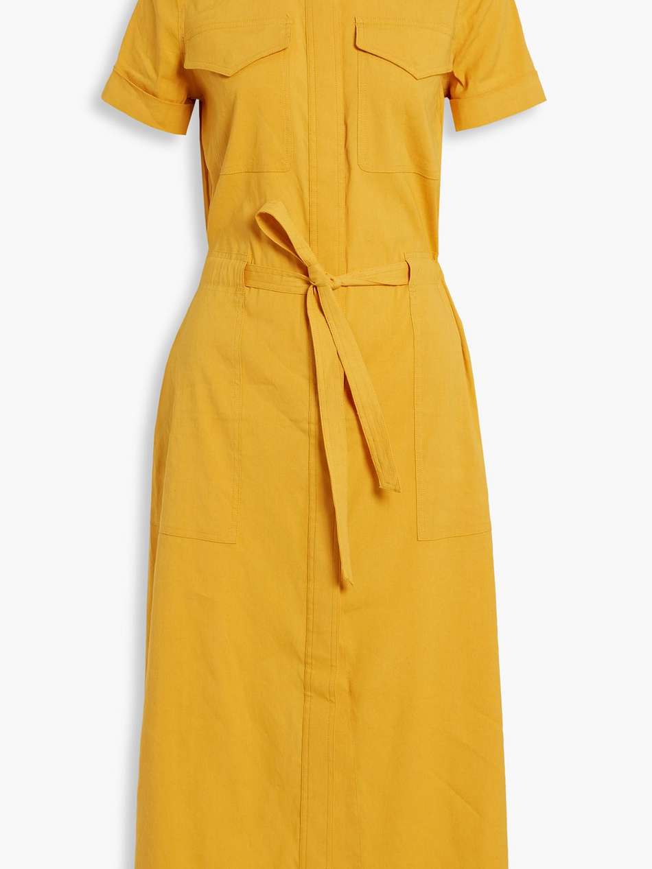 luna linen-blend midi dress