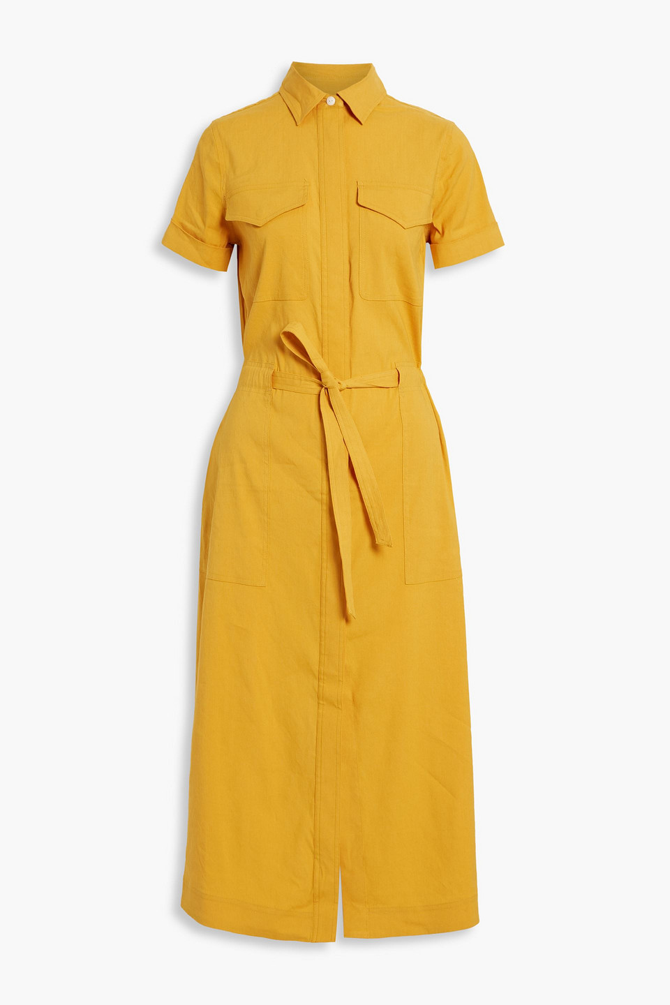 Rag & Bone Luna Linen-blend Midi Dress In Saffron