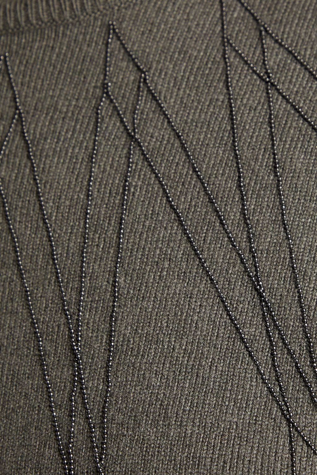 BRUNELLO CUCINELLI Bead-embellished cashmere turtleneck sweater