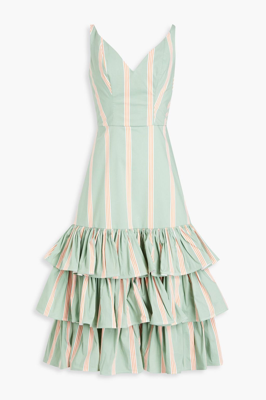 STELLA JEAN Gathered striped cotton blend poplin midi dress THE OUTNET