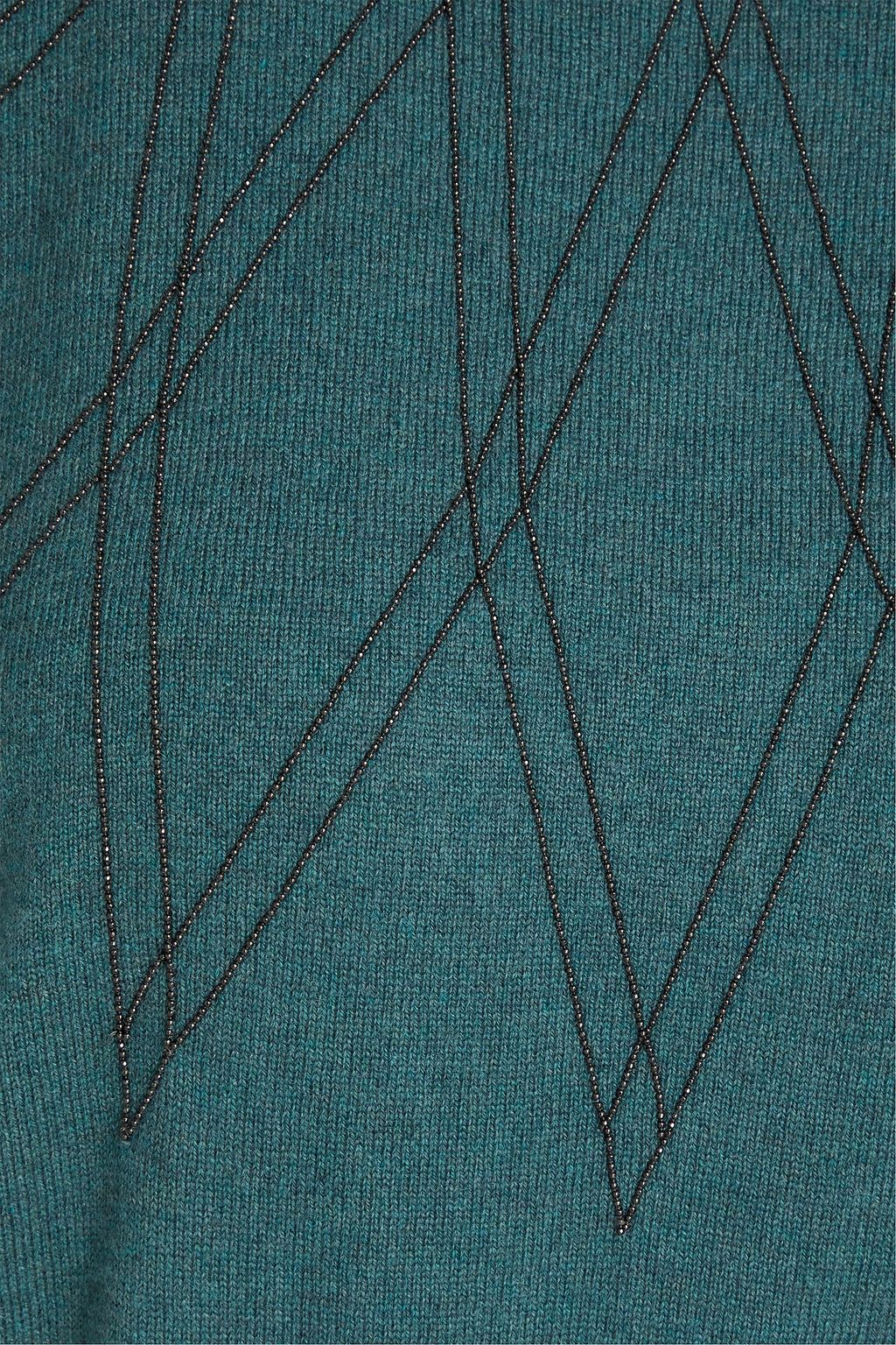 BRUNELLO CUCINELLI Bead-embellished cashmere turtleneck sweater