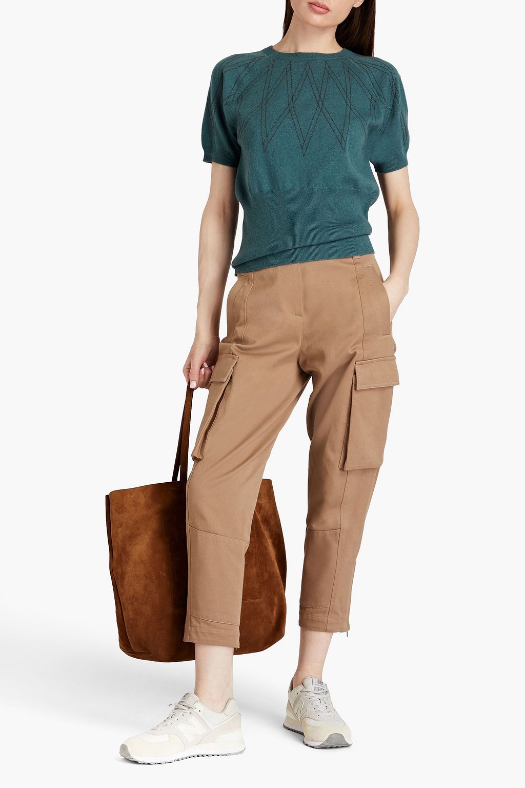 BRUNELLO CUCINELLI Bead-embellished cashmere turtleneck sweater