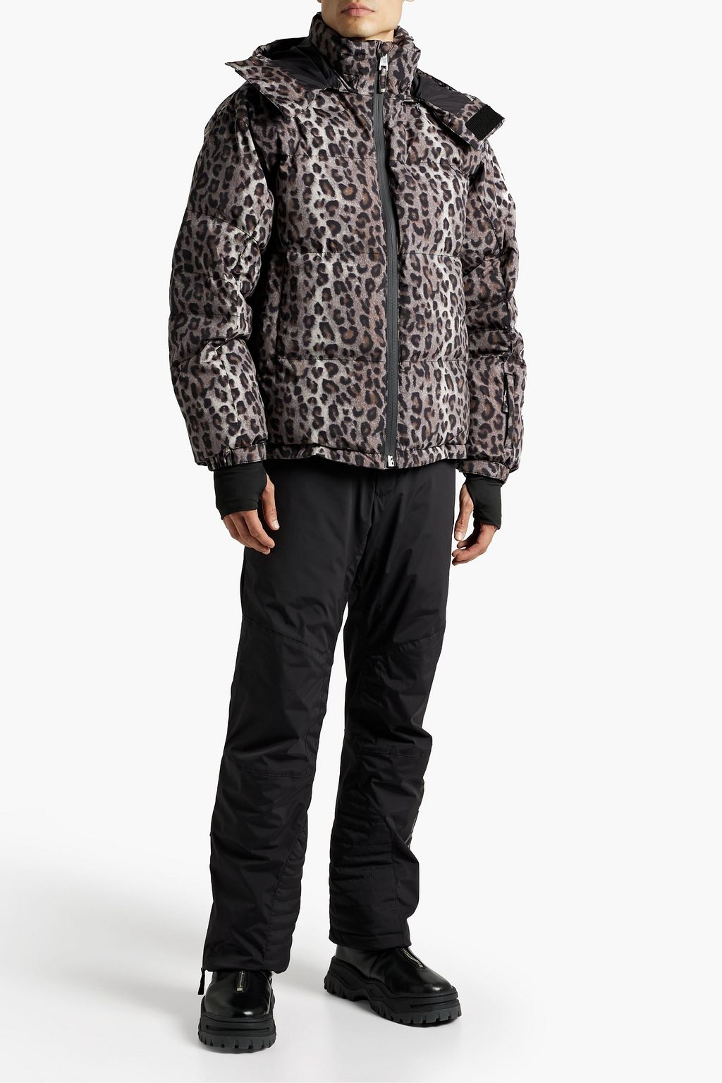 JETSET Quilted leopard-print hooded ski jacket