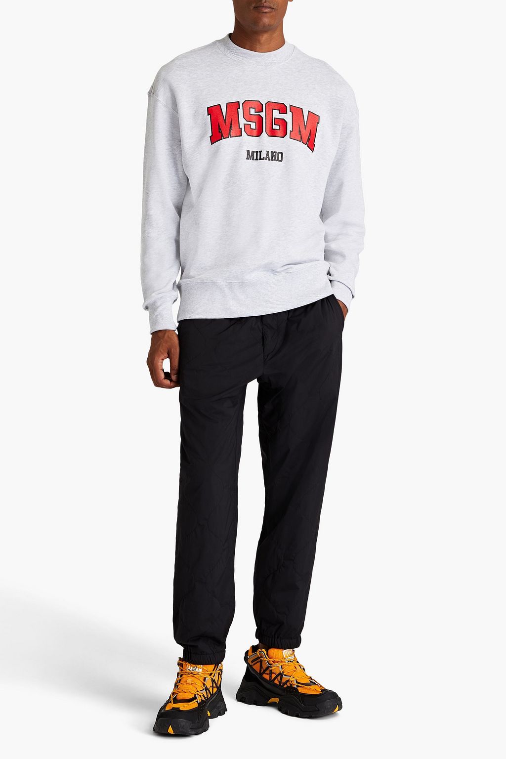 MSGM Mélange printed French cotton-terry sweatshirt