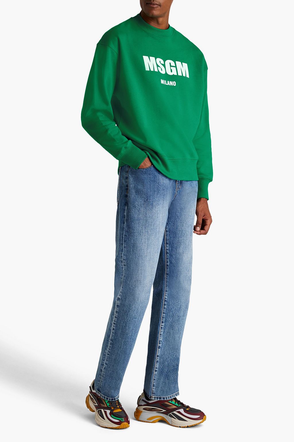 MSGM Printed French cotton-terry sweatshirt