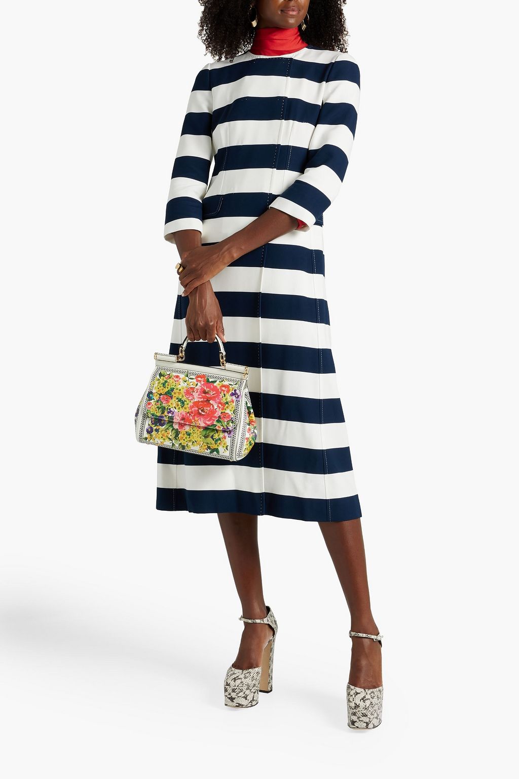 DOLCE&GABBANA Striped crepe midi dress