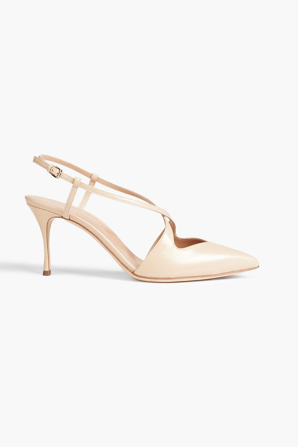 Sergio Rossi Cutout Leather Slingback Pumps In Cream