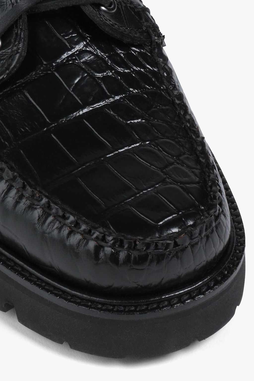 G.H. BASS & CO Glossed croc-effect leather boat shoes