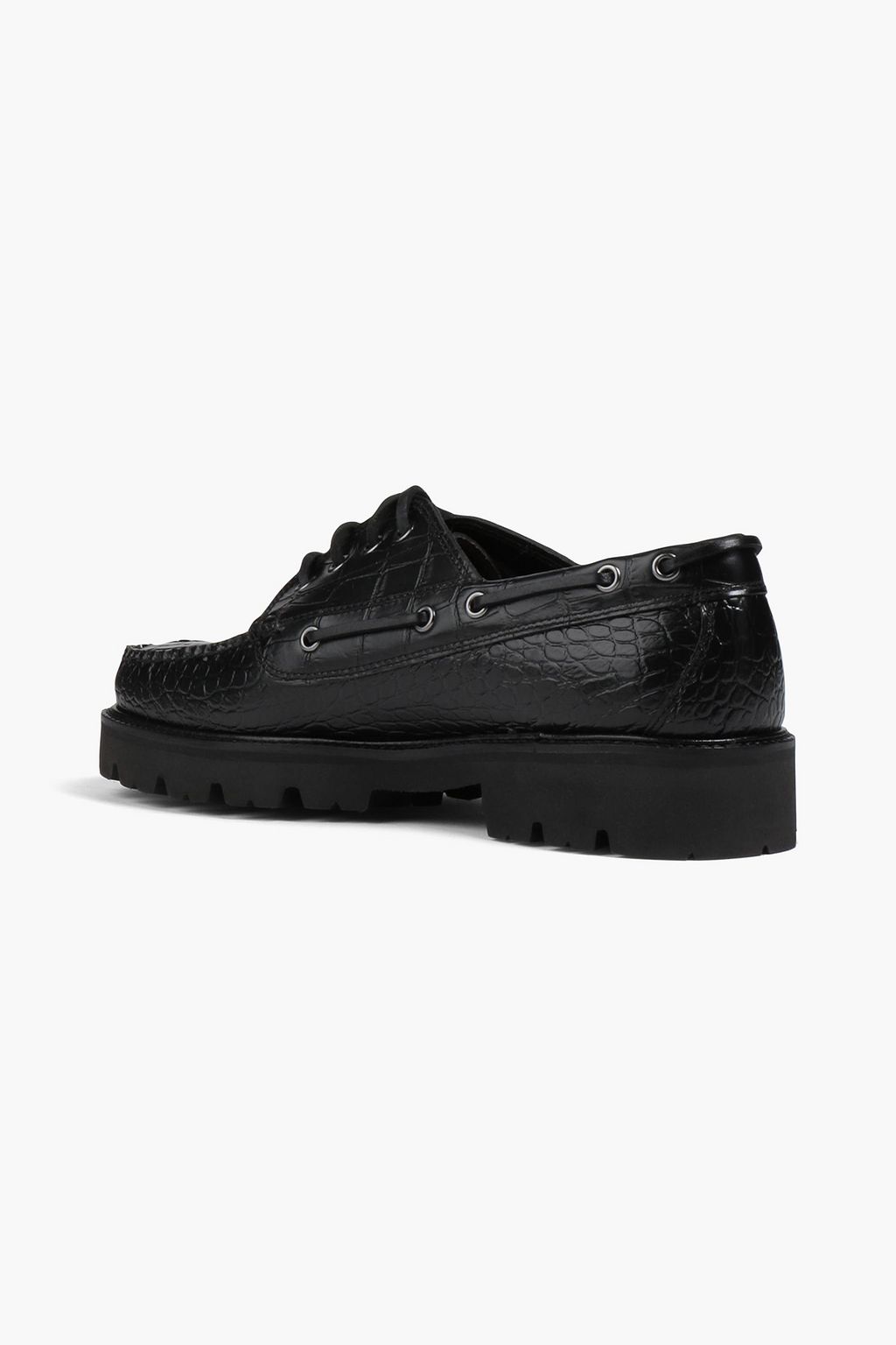 G.H. BASS & CO Glossed croc-effect leather boat shoes