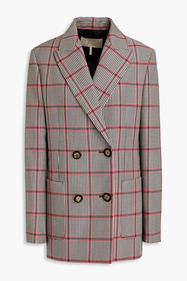 Double-breasted checked jacquard blazer