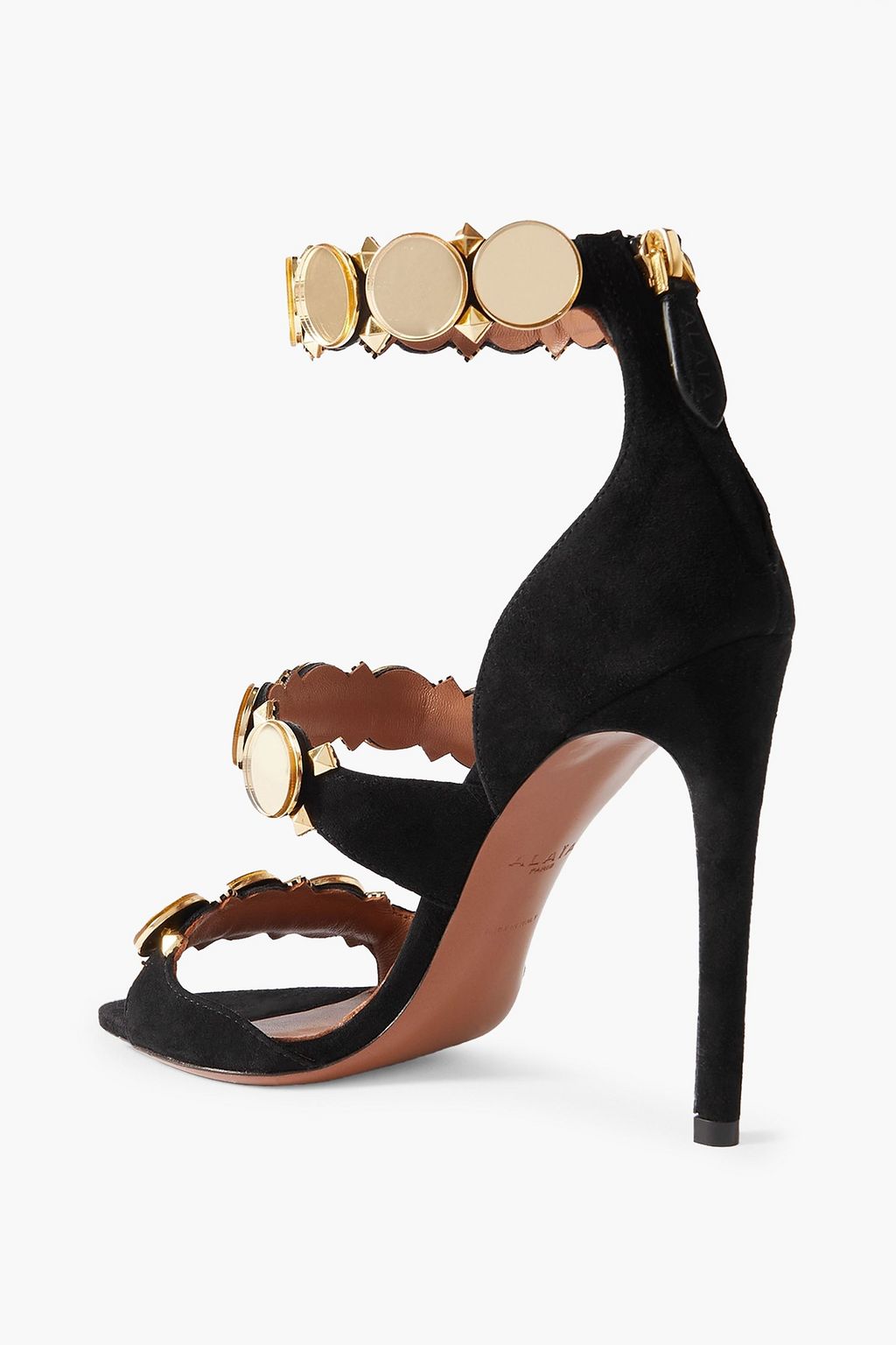 ALAÏA La Bombe Mirror 110 embellished suede sandals