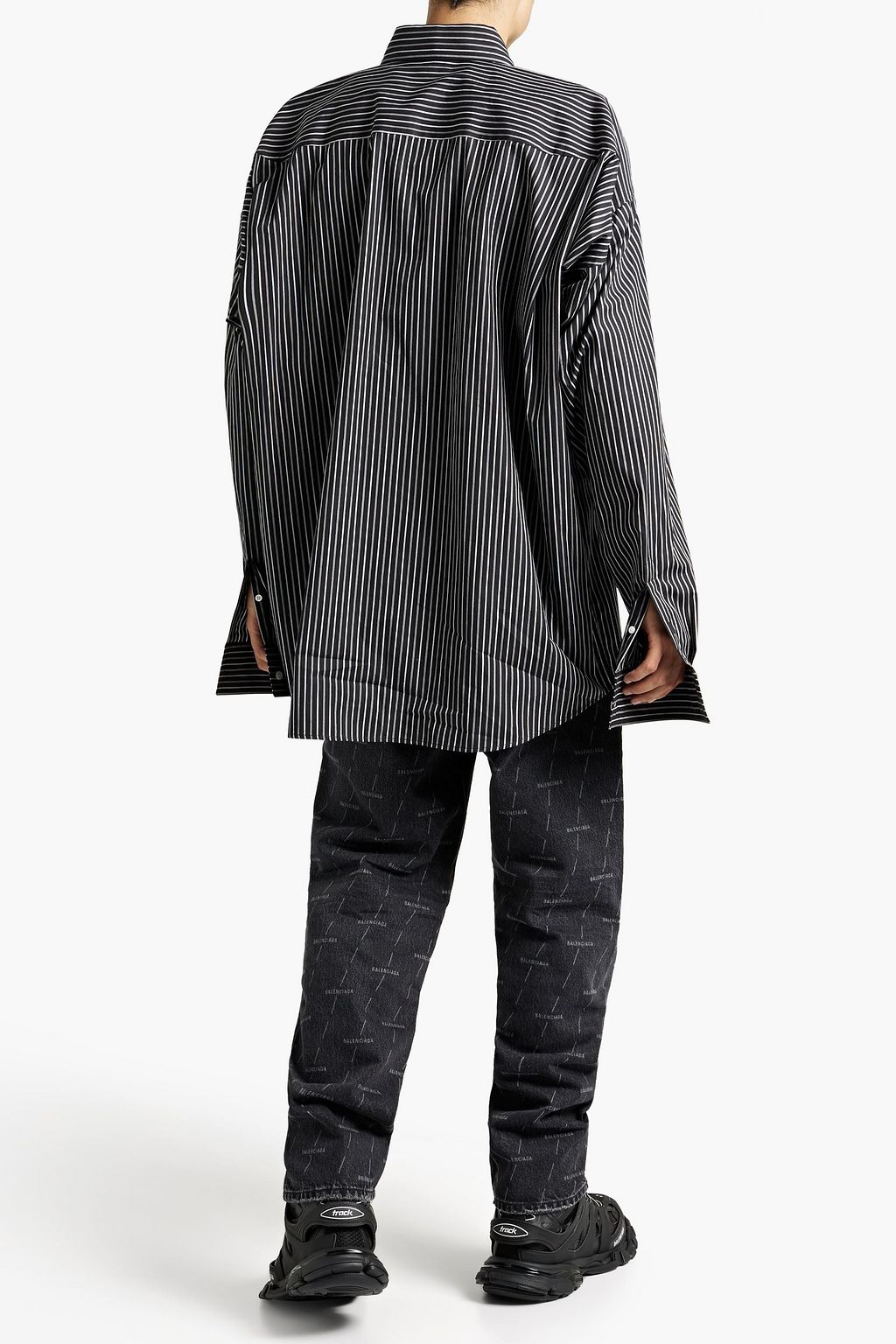 BALENCIAGA Oversized striped cotton-poplin shirt