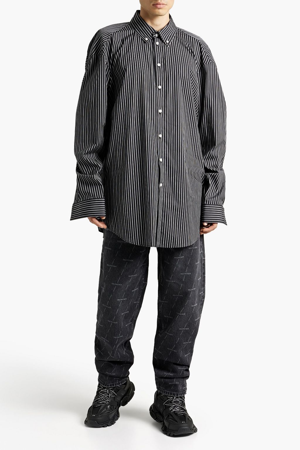 BALENCIAGA Oversized striped cotton-poplin shirt