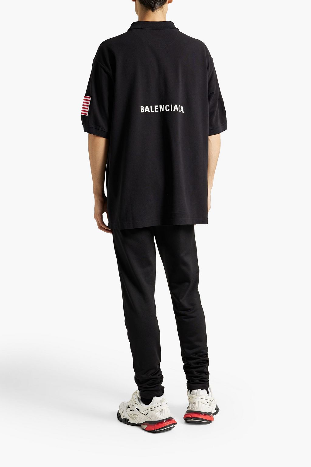 BALENCIAGA Oversized appliquéd cotton-piqué polo shirt