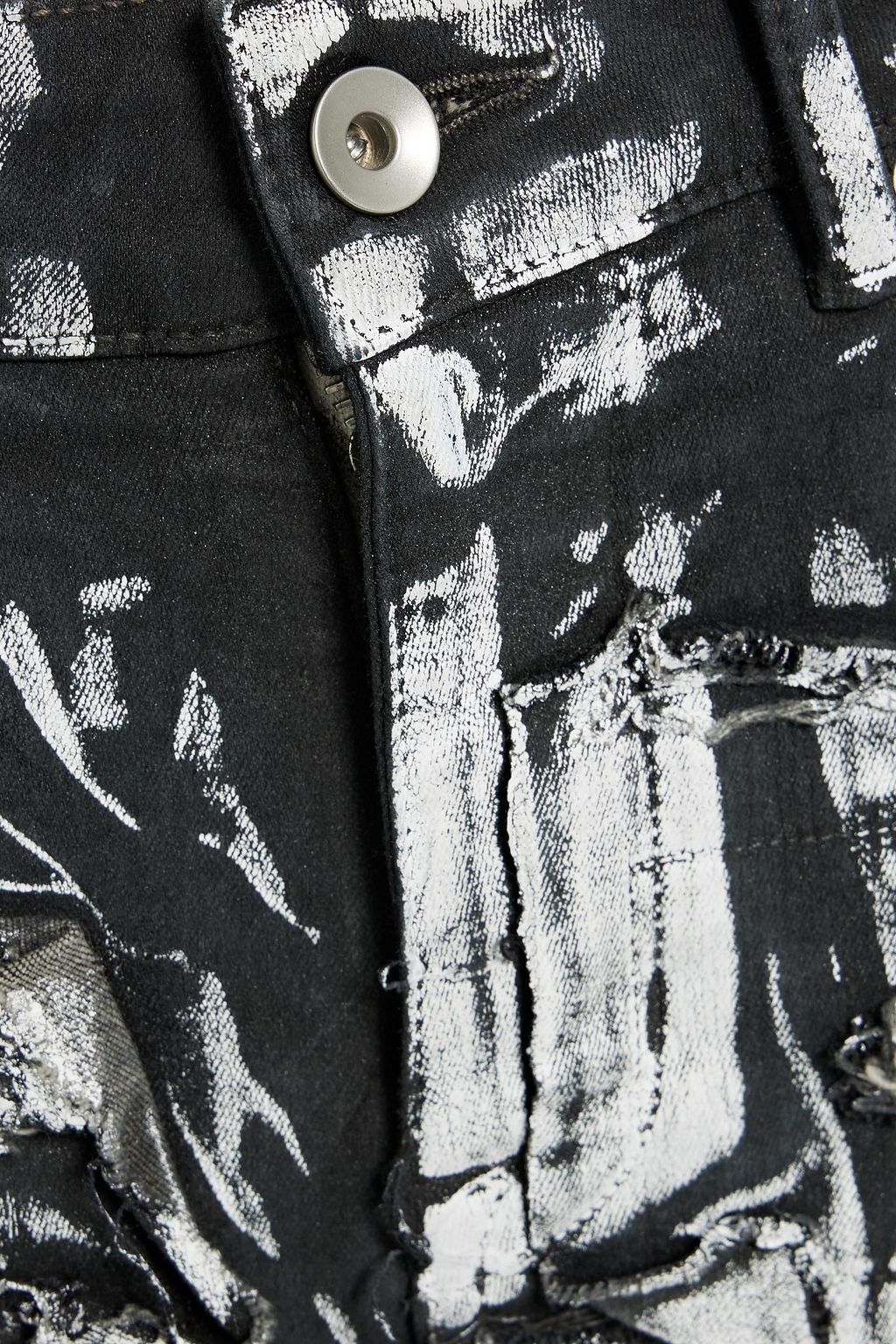 DRKSHDW BY RICK OWENS Painted distressed mid-rise skinny jeans