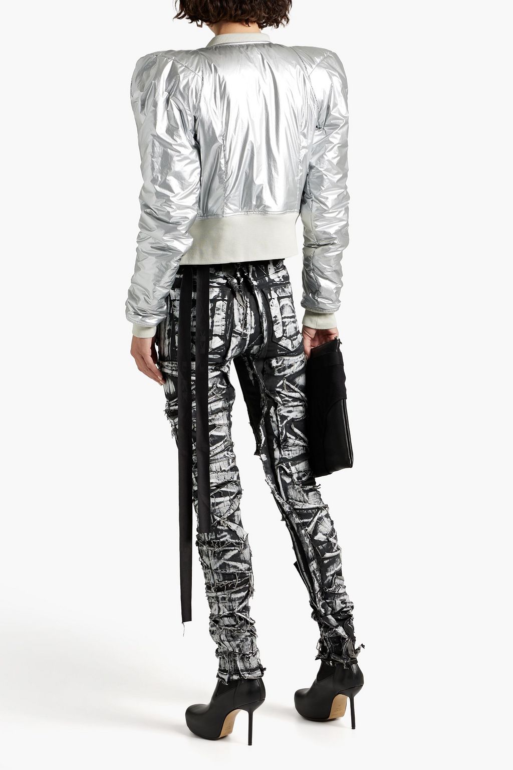 DRKSHDW BY RICK OWENS Painted distressed mid-rise skinny jeans