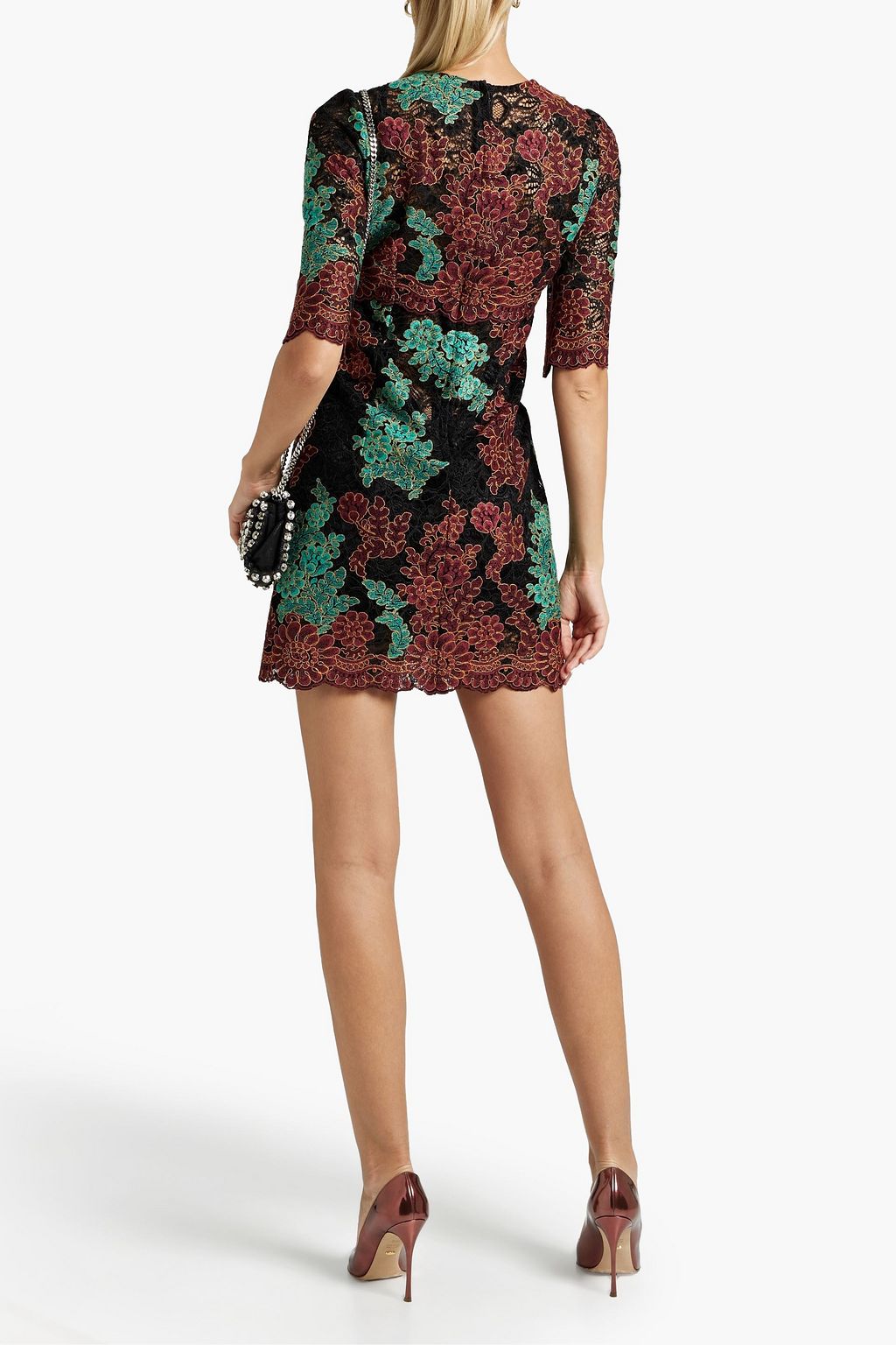 DOLCE&GABBANA 스캘럽 디테일 코드 레이스 미니 드레스