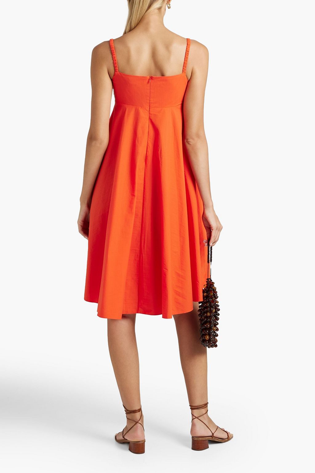 CAROLINE CONSTAS Wrap-effect ruched cotton-blend poplin dress