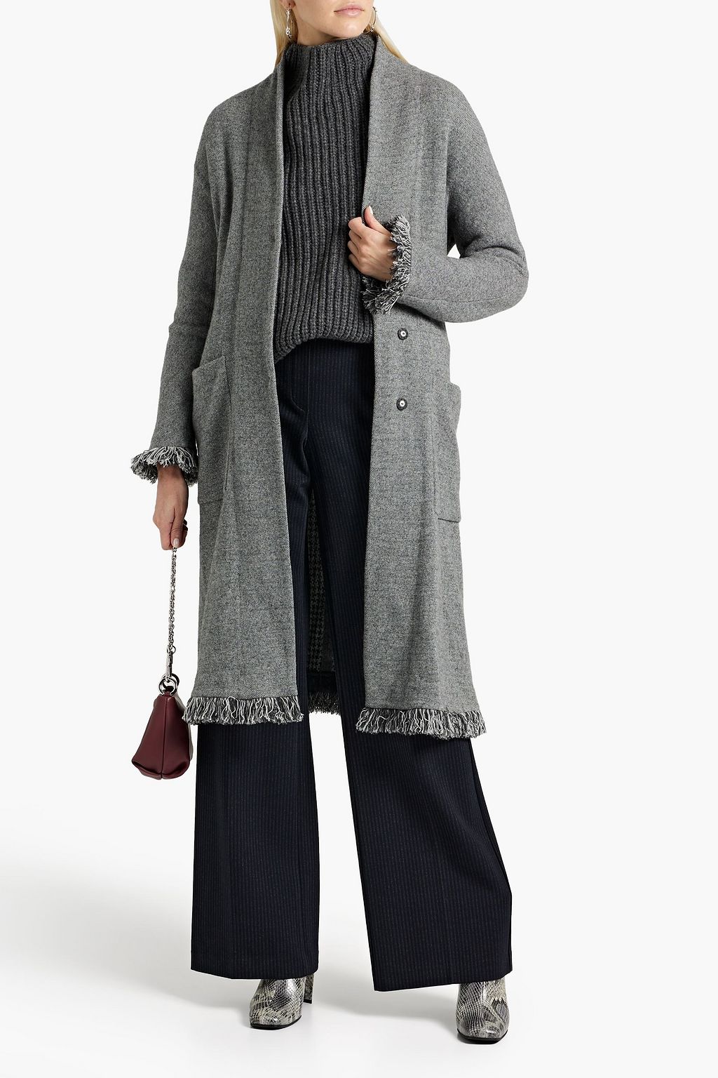 FABIANA FILIPPI Fringed cashmere, wool and silk-blend coat