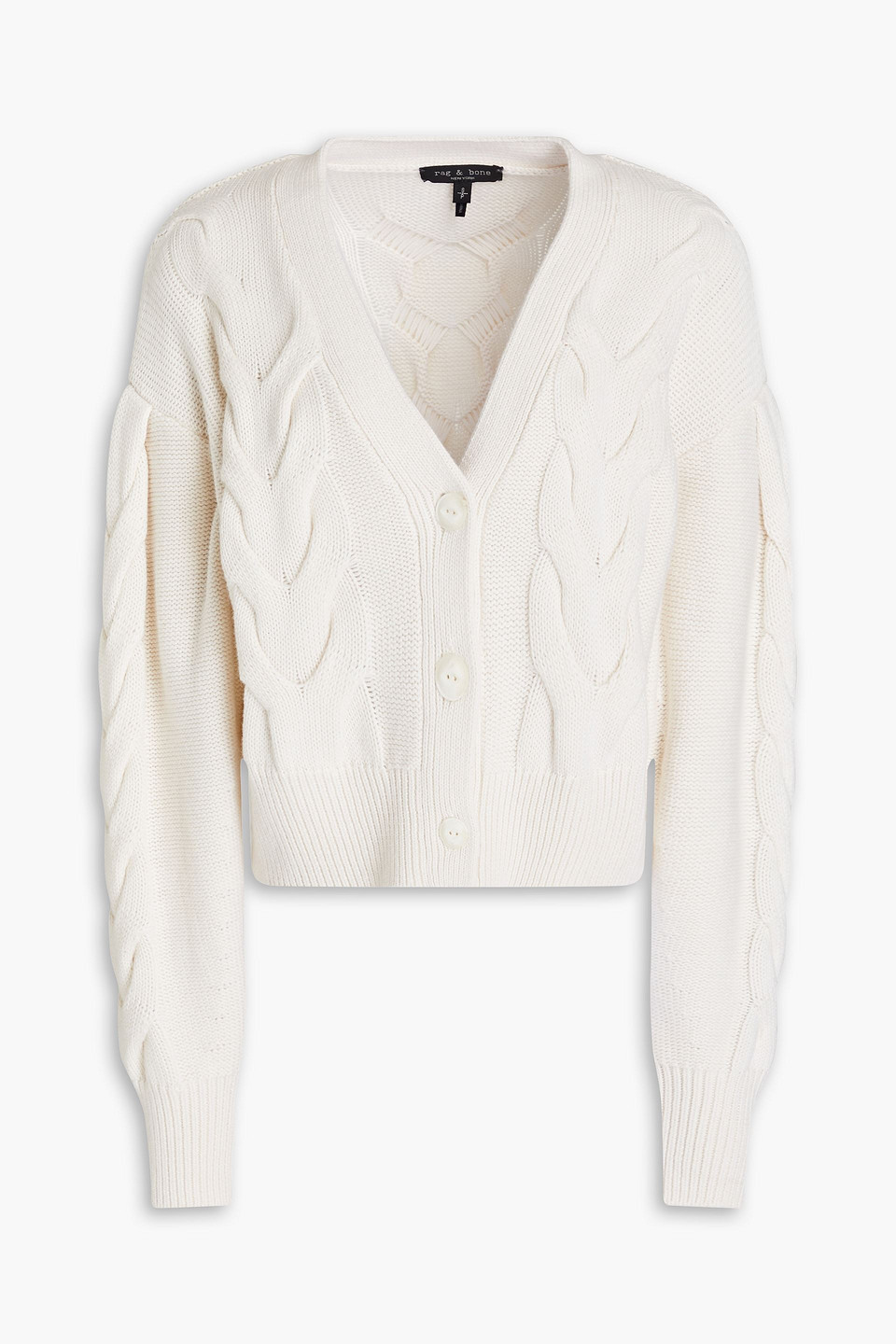 Rag & Bone Taylor Cotton And Cashmere-blend Cable-knit Cardigan In White