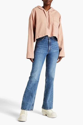 denim hooded shirts & tops