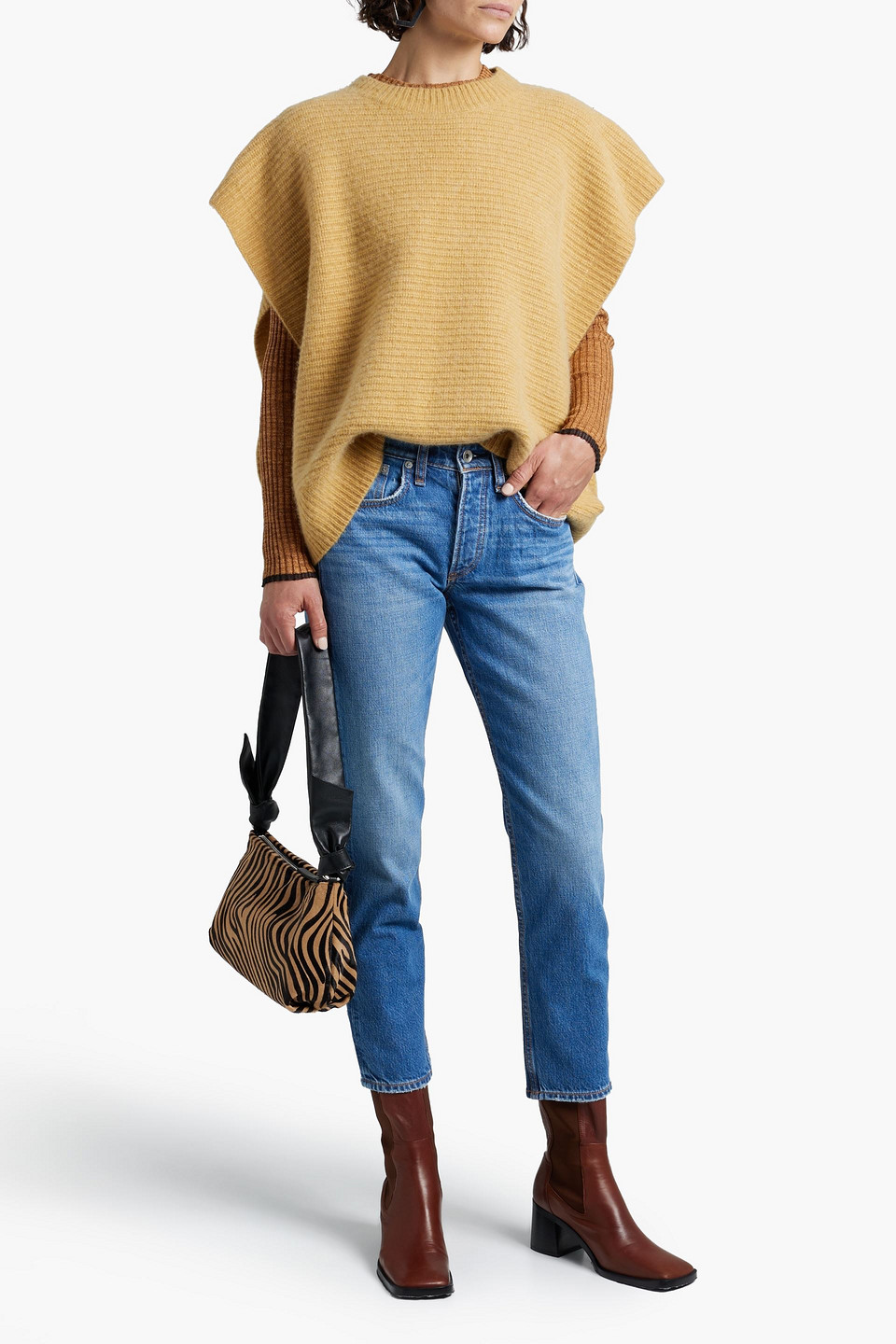 Shop Rag & Bone Rosa Cropped Boyfriend Jeans In Mid Denim