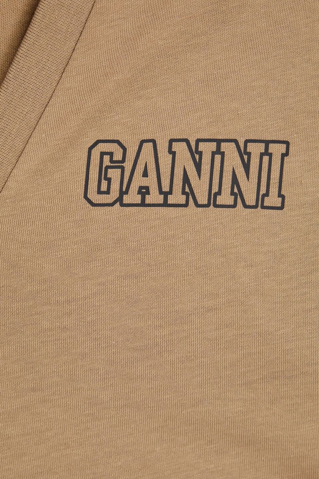 GANNI Printed cotton-jersey T-shirt