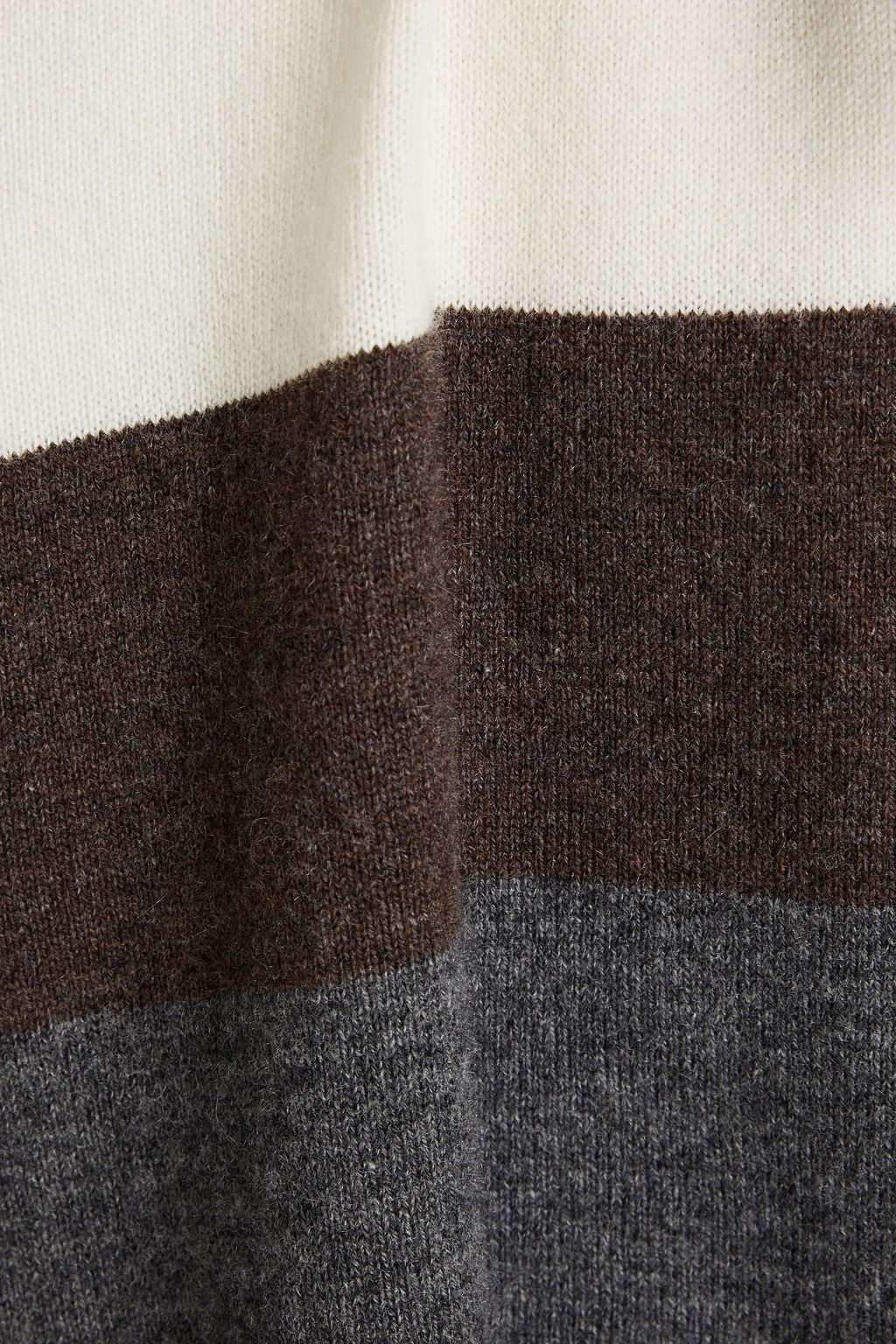 BRUNELLO CUCINELLI Fringed belted striped cashmere cardigan